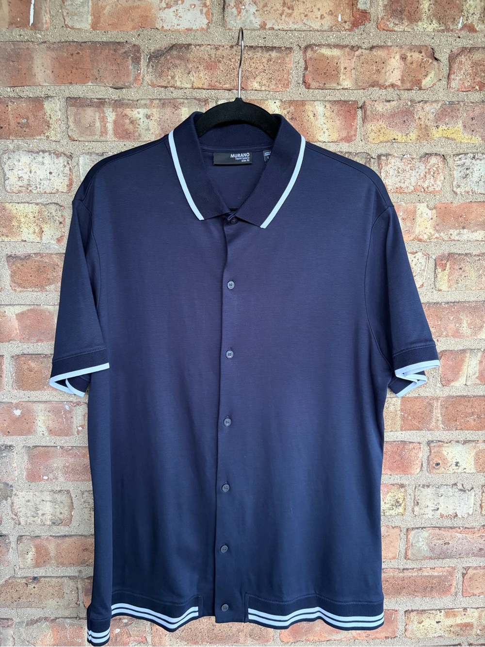 Murano Liquid Luxury Slim Fit Polo Navy White Trim